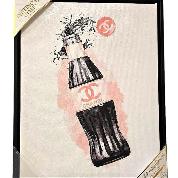 Instinct Style Sipping On Style Embellished Glitter Framed Canvas Wall Decor - Picture 2 of 6